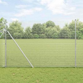 Welded Wire Fence with 7 Posts 1.5x10 m Galvanised Steel
