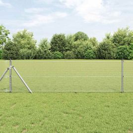 Welded Wire Fence with 13 Posts 0.4x25 m Galvanised Steel