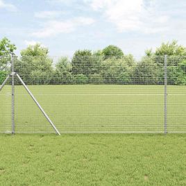Welded Wire Fence with 13 Posts 1x50 m Galvanised Steel