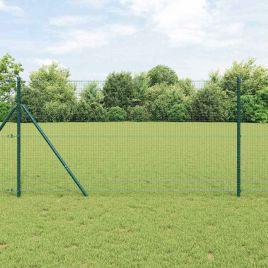 Welded Wire Fence with 7 Posts Green 1.2x10 m Steel