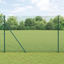 Welded Wire Fence with 7 Posts Green 1.6x10 m Steel