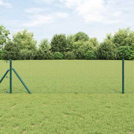 Welded Wire Fence with 13 Posts Green 0.8x100m Steel
