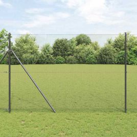 Fence Post Set Set of 2 Grey Metal 25 x 1.5 m Collapsible