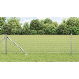 Fence Post Set Set of 2 Galvanised Steel 10 x 0.5 m Durable