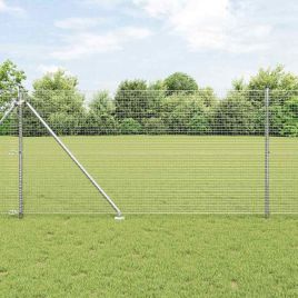 Fence Post Set Set of 2 Galvanised Steel 10 x 1 m Durable