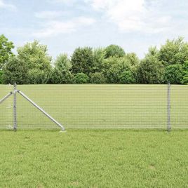 Welded Wire Fence with 13 Spike Posts 0.4x25 m Galvanised Steel