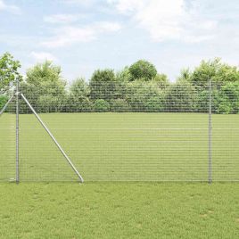 Welded Wire Fence with 13 Spike Posts 1.5x50 m Galvanised Steel