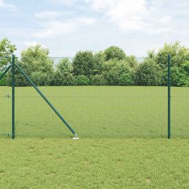Green Fence Post Set Set of 2 Green Metal 10 x 1 m Durable
