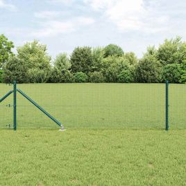 PVC Fence Post Set Set of 2 Green PVC, Metal 25 x 0.5 m
