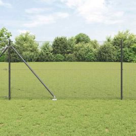 Fence Post Set Set of 2 Black Steel 10 x 1 m Durable