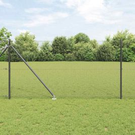 Welded Wire Fence with 13 Spike Posts Grey 1x50 m Steel