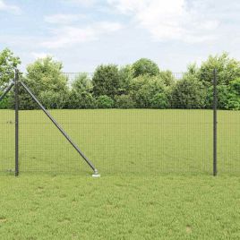 Welded Wire Fence with 13 Spike Posts Grey 1x50 m Steel