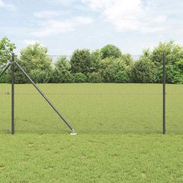 Welded Wire Fence with 13 Spike Posts Grey 1.4x50 m Steel