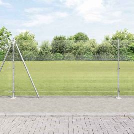 Welded Wire Fence with 7 Flanged Posts 1.2x10 m Galvanised Steel