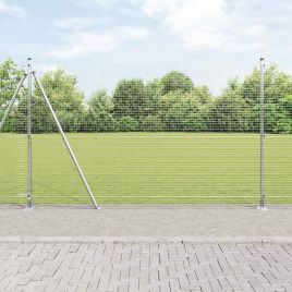 Welded Wire Fence with 13 Flanged Posts 1.4x25 m Galvanised Steel