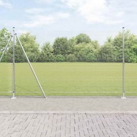 Welded Wire Fence with 13 Flanged Posts 1,5x25 m Galvanised Steel