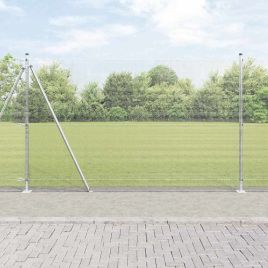 Welded Wire Fence with 13 Flanged Posts 1.4x50 m Galvanised Steel