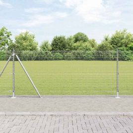 Welded Wire Fence with 13 Flanged Posts 0.8x100 m Galvanised Steel
