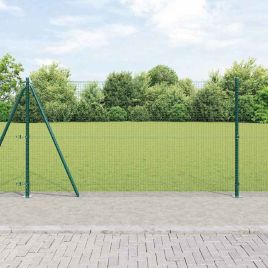 Welded Wire Fence with 13 Flanged Posts Green 1.2x50 m Steel