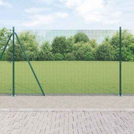 Welded Wire Fence with 13 Flanged Posts Green 1.5x50 m Steel