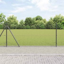 Fence Post Set Set of 2 Grey Metal, Plastic 10 x 1 m Durable