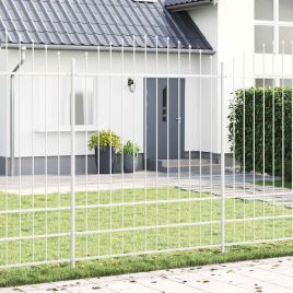 Fence Panel with Spike Arch White Metal Standard Expandable