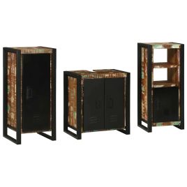 Bathroom Furniture Set 3 Pieces Multicolour Solid Reclaimed Wood