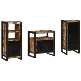 Bathroom Furniture Set 3 Pieces Multicolour Solid Reclaimed Wood