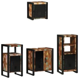 Bathroom Furniture Set 4 Pieces Multicolour Solid Reclaimed Wood