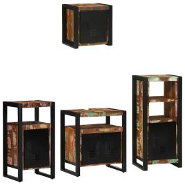Bathroom Furniture Set 4 Pieces Multicolour Solid Reclaimed Wood