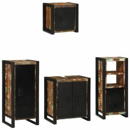 Bathroom Furniture Set 4 Pieces Multicolour Solid Reclaimed Wood