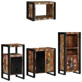 Bathroom Furniture Set 4 Pieces Multicolour Solid Reclaimed Wood