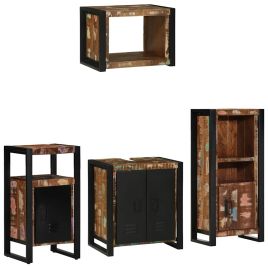 Bathroom Furniture Set 4 Pieces Multicolour Solid Reclaimed Wood