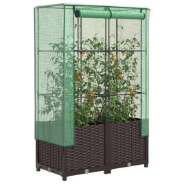 Raised Bed with Greenhouse Cover Rattan Look 80x40x138 cm - vid-4015800