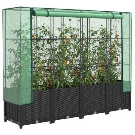LIPARK Raised Bed with Greenhouse Cover Look 160x40x138 cm Rattan