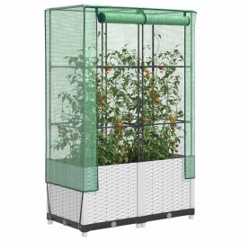 LIPARK Raised Bed with Greenhouse Cover Look 80x40x138 cm Rattan