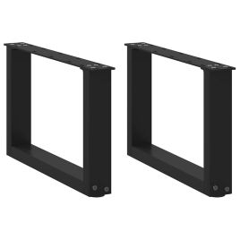 Coffee Table Legs U-Shaped 2 pcs Black 50x(30-31) cm Steel