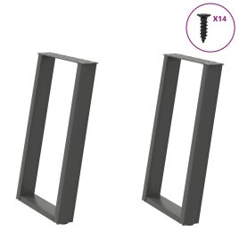 Dining Table Legs U-Shaped 2 pcs Anthracite 60x(72-73) cm Steel