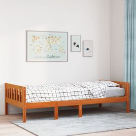 Children's Bed Wax Brown Solid Wood Pine 90x200cm