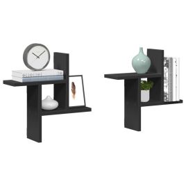 Wall Shelves 2 pcs Black 38x12x38 cm Engineered Wood