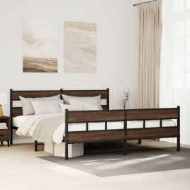 Metal Bedframe Brown Oak 180x200cm Super King