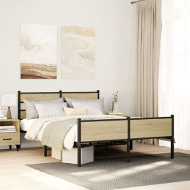Metal Bedframe Sonoma Oak 160x200cm