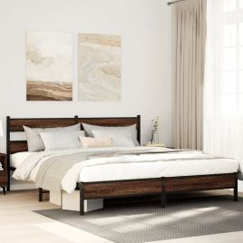 Metal Bedframe Brown Oak 183x213cm