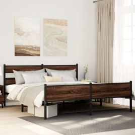 Metal Bedframe Brown Oak 183x213cm