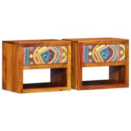 Bedside Cabinets 2 pcs 40x35x35 cm Solid Wood Acacia