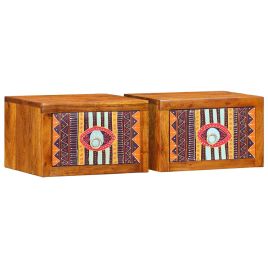 Bedside Cabinets 2 pcs 35x30x22 cm Solid Wood Acacia