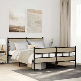 Metal Bedframe Sonoma Oak 135x190cm Double