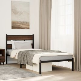 Bedframe with Headboard Brown Oak 80x200cm