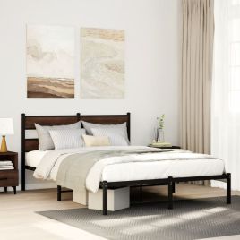 Bedframe with Headboard Brown Oak 140x190cm