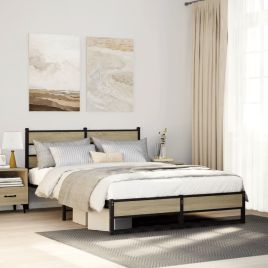 Metal Bedframe Sonoma Oak 160x200cm